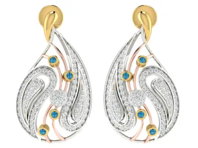 Women Pendant Earring Sets 3dm STL OBJ FBX Renders Details 3D print model 11