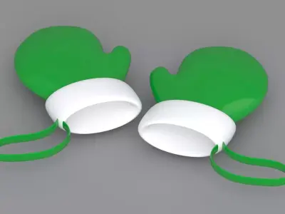 christmas hand gloves Green 3D model