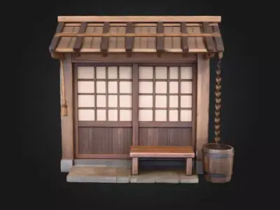 Mountain Tea House Slice Japanese Style Low-poly 3D model
