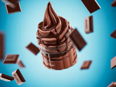 3 Soft Ice Creams and a scene setup 3D model