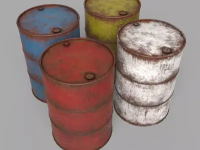 Oil Barrel Drum Metal Rusty Free low-poly 3D model