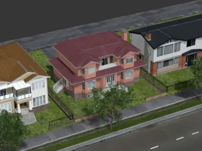 Low Poly Urban City House set Low-poly 3D model