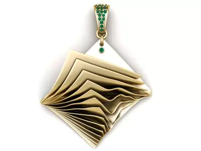 Emerald Folded Geometry Pendant 3D print model