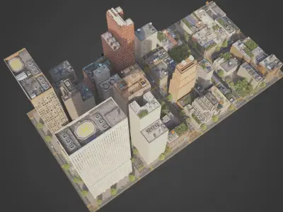 Realistic City District C2-A40 MAYA Low-poly 3D model