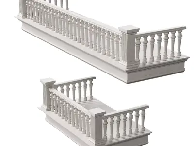 Classical Balcony With Marble Baluster Detailing 3D model
