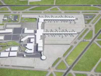 Brussels - Airport - BRU Low-poly 3D model