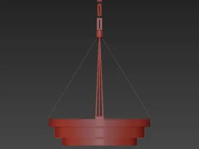 Chandelier modern pendant light in brass and glass 3D model