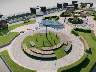 Modern Courtyard Landscape  Full 3D Package SketchUp Lumion 3D model