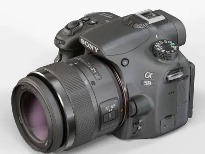 Sony SLT-A58 DSLR camera Kit DT 18-55mm f 3-5 5-6 SAM II Lens Low-poly 3D model