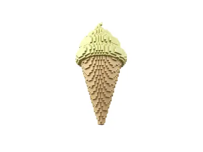 Voxel Ice Cream Cone v1 011 Low-poly 3D model