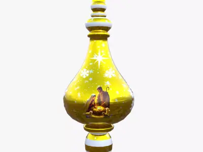 Festive Golden Bauble Nativity Scene 3D Model PBR Low Poly Low-poly 3D model