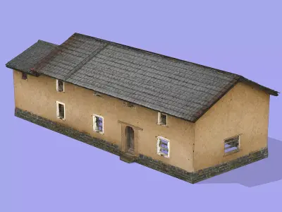 Traditional Chinese rural residence  Low-poly 3D model