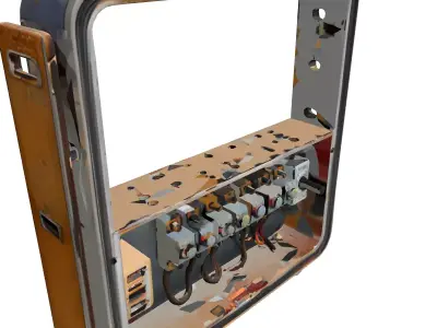 Rusty Industrial Electrical Fuse Box Low-poly 3D model