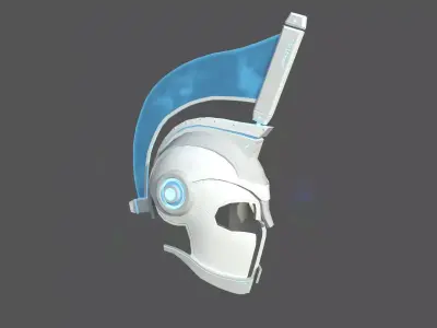 SciFi Spartan Helmet 01 White Blue - Character Design Low-poly 3D model
