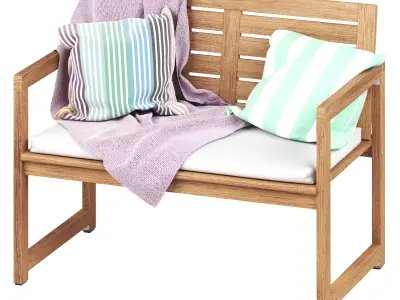 NAMMARO Bench with backrest and pillows IKEA 3D model