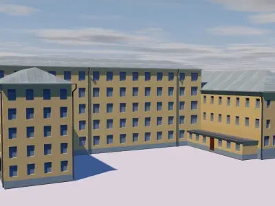 Theatre building on cloudy day 3D model
