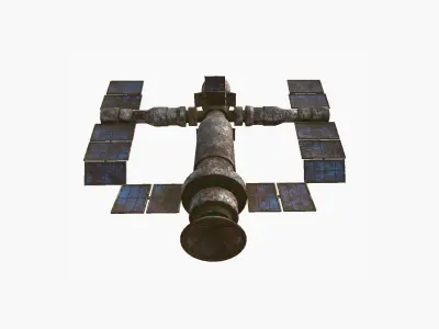 Satellite F11 Destroyed - SciFi Space Design Low-poly 3D model