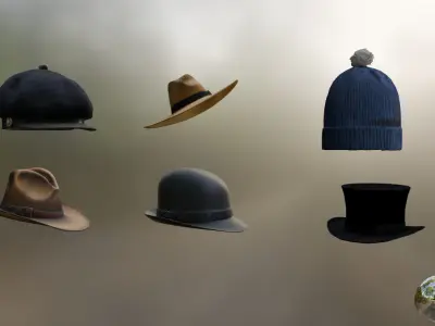Hats 3d models low poly flat textures Free low-poly 3D model