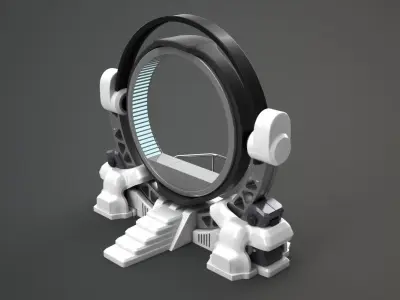 Teleport spaceship with circular mirror 3D model