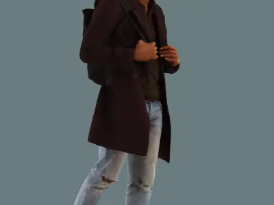 Low poly set of 3D men walking 3D model 3D model