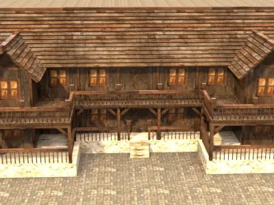 village house medieval old 3d low poly Low-poly 3D model