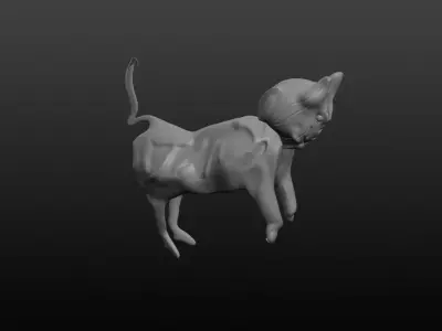 Dragon cat flying in air Low-poly 3D model