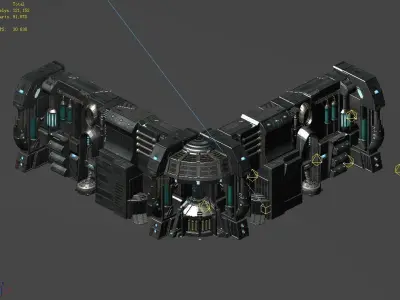 Sci Fi Building-connecting wall 08 3D model