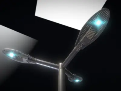 Sci-Fi Street Light 14 version 3 3m with pole 3 Low-poly 3D model