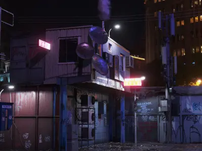 Cyberpunk Street Theme Low-poly 3D model
