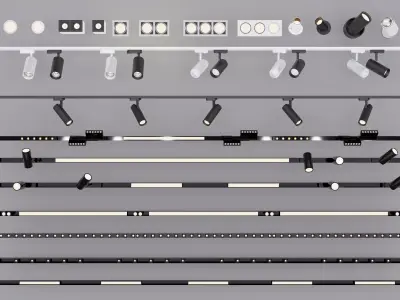 Modern downlights-spotlights-track lights 3D model