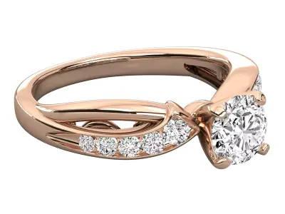 Twist Style Diamond Engagement Ring CAD Design with Side Stones 3D print model