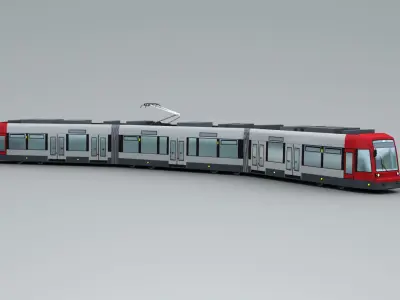 Lowpoly Tram 2 metro train Low-poly 3D model