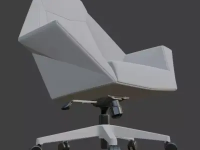 Futuristic Low Poly High Back White Geometric Office Chair 3D model