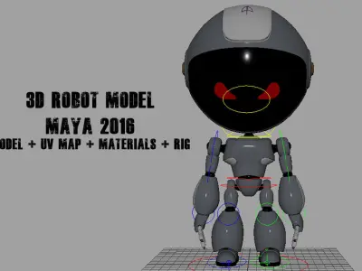 Full Body Rigged Robot Model Low-poly 3D model