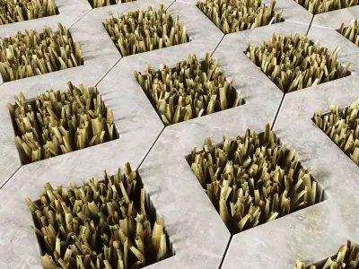 Ecoparking square of grass in middle of concrete floor 3D model