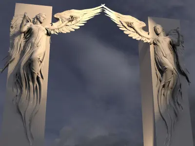 Grand Angel wall sculpture Ghost Stone Archway  3D model