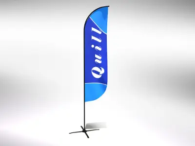 Quill Flag - Animated Exhibition Flag Low-poly 3D model