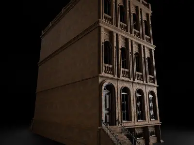 BROOKLYN BROWNSTONE REGULAR OLD BUILDING 005 Low-poly 3D model