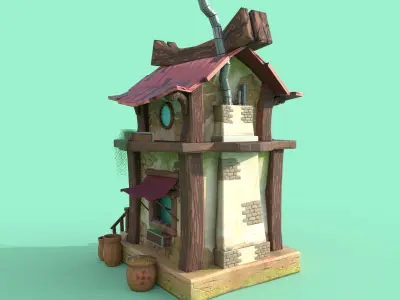 LowPoly Stylized Large House Low-poly 3D model