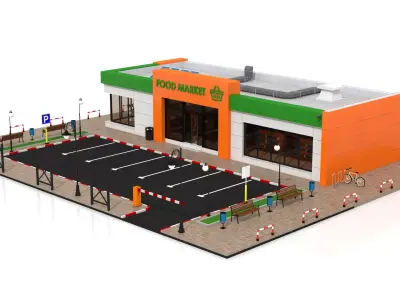 Supermarket Retail Store Low-poly 3D model