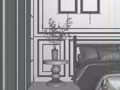 French Style Bedroom Low-poly 3D model