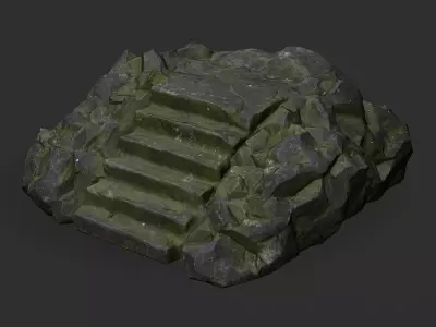 stairs stone 06 Low-poly 3D model