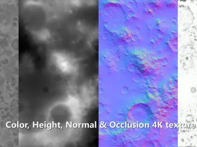 Moon Terrain Blender FBX 4K maps 3D model