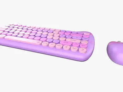 Wireless Keyboard Mouse Set Purple Tones Version 3D model