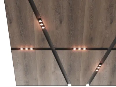 Wooden suspended ceiling with lighting 34 3D model