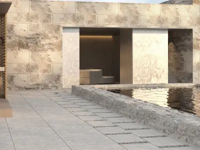 Sunset Exterior Village House 3D model