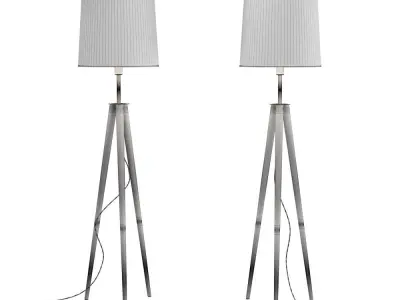 Scandinavian-style floor lamp with three wooden uprights  3D model