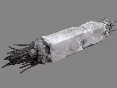 Damaged Concrete Column 01 v2 Low-poly 3D model
