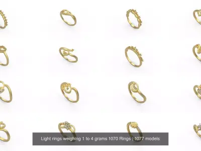 Light rings weighing 1 to 4 grams 1070 Rings 3D Model Pack