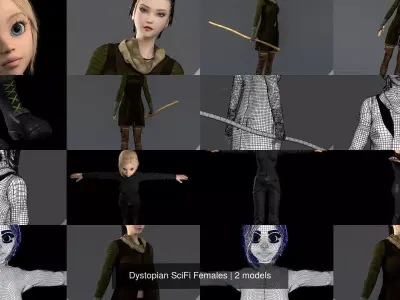Dystopian SciFi Females 3D Model Pack